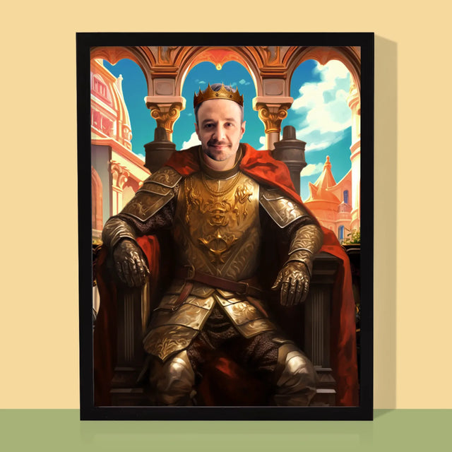 Královský Portrét: Král Na Trůnu: Královský Portrét - Tisk V Rámečku