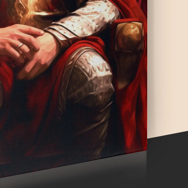 Královský Portrét: Král V Trůnním Sále: Královský Portrét - Tisk V Rámečku