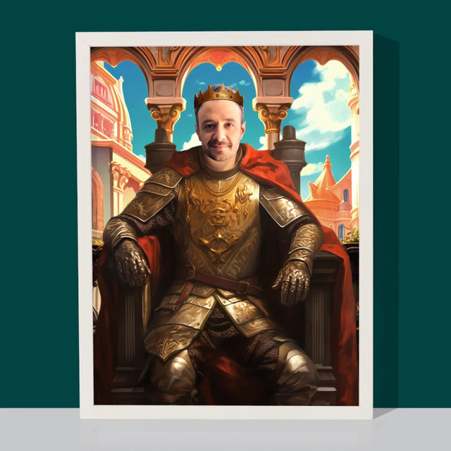 Královský Portrét: Král Na Trůnu: Královský Portrét - Tisk V Rámečku