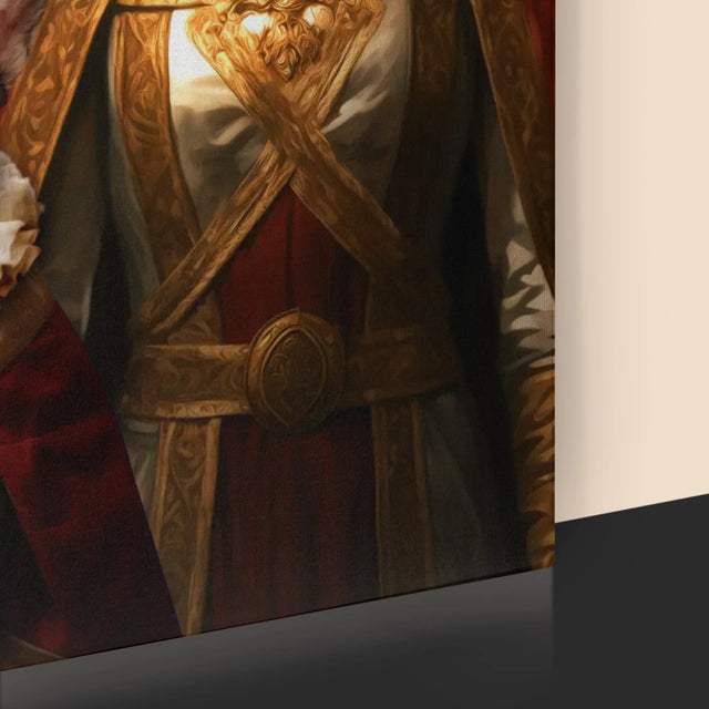 Královský Portrét: Královský Pár S Mazlíčkem - Tisk V Rámečku