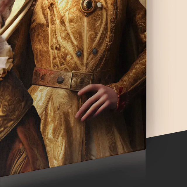 Královský Portrét: Král A Královna S Mazlíčkem: Královský Portrét - Tisk V Rámečku