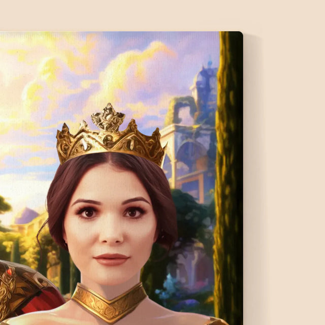 Královský Portrét: Královský Pár S Mazlíčkem - Tisk V Rámečku