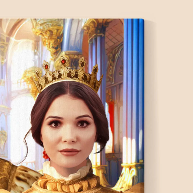 Královský Portrét: Král A Královna S Mazlíčkem: Královský Portrét - Tisk V Rámečku