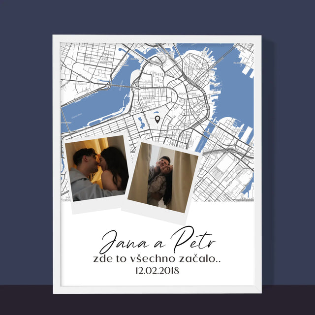 Mapa Města: Kde To Začalo - Mapa Města - Tisk V Rámečku