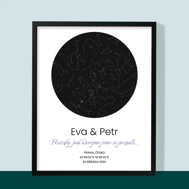 Hvězdná Mapa: Hvězdná Mapa: Pod Hvězdami - Tisk V Rámečku