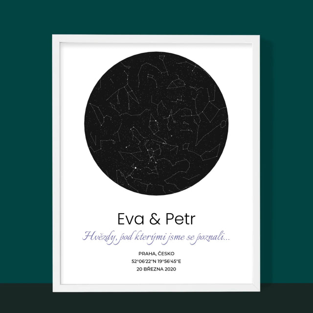 Hvězdná Mapa: Hvězdná Mapa: Pod Hvězdami - Tisk V Rámečku