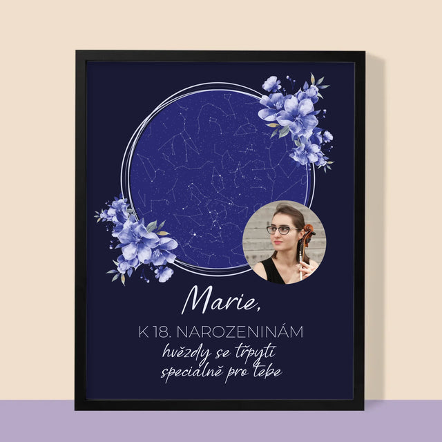 Hvězdná Mapa: Hvězdná Mapa: Hvězdy Se Třpytí - Tisk V Rámečku