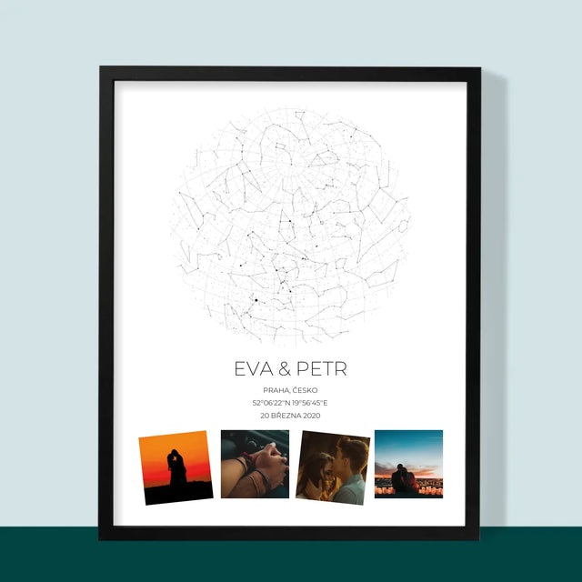 Hvězdná Mapa: Hvězdná Mapa: Naše Hvězdy Ve Světě - Tisk V Rámečku