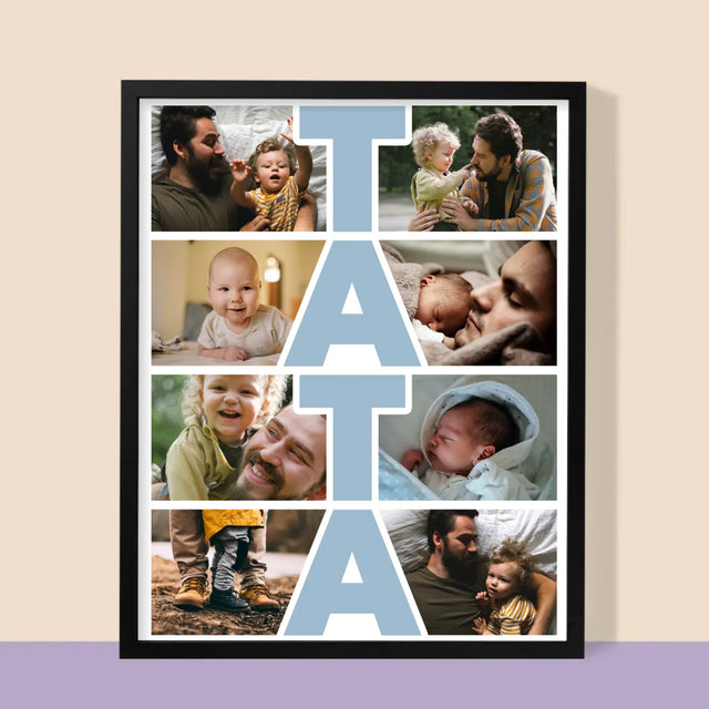 Fotokoláž: Nápis Táta - Tisk V Rámečku