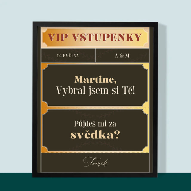 Jméno A Nápis: Vip Vstupenky Svědek - Tisk V Rámečku
