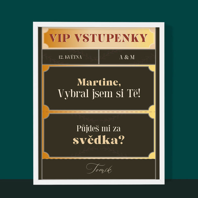 Jméno A Nápis: Vip Vstupenky Svědek - Tisk V Rámečku
