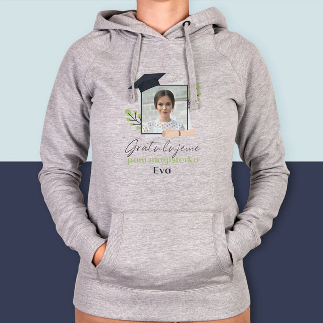 Fotka S Textem: Gratulujeme Paní Magisterko - Dámská Mikina S Kapuci