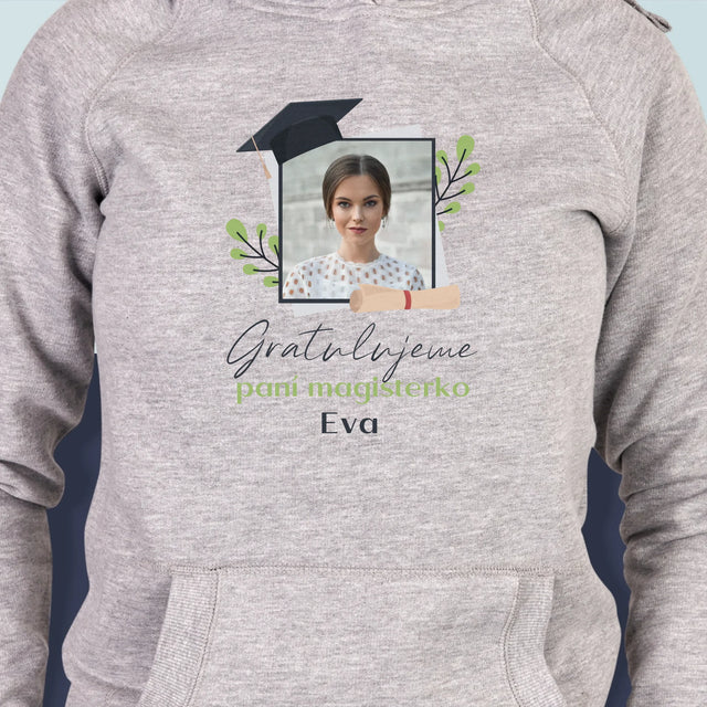 Fotka S Textem: Gratulujeme Paní Magisterko - Dámská Mikina S Kapuci