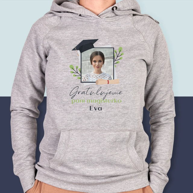 Fotka S Textem: Gratulujeme Paní Magisterko - Dámská Mikina S Kapuci