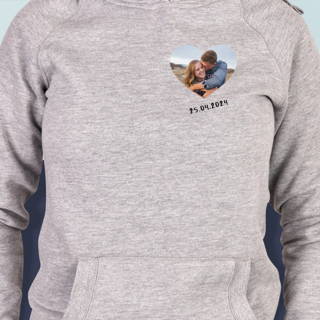 Fotka S Textem: Fotka V Srdci - Dámská Mikina S Kapuci