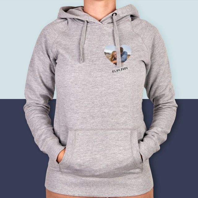 Fotka S Textem: Fotka V Srdci - Dámská Mikina S Kapuci