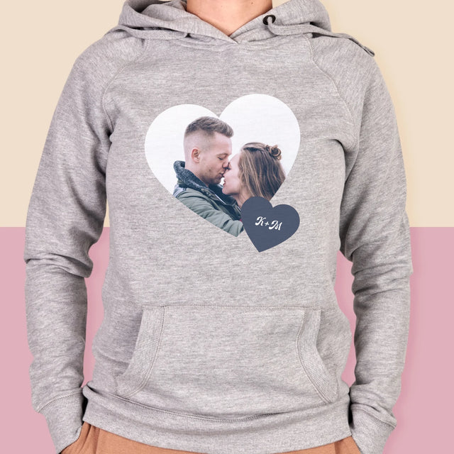 Fotokoláž: Iniciály Srdce - Dámská Mikina S Kapuci