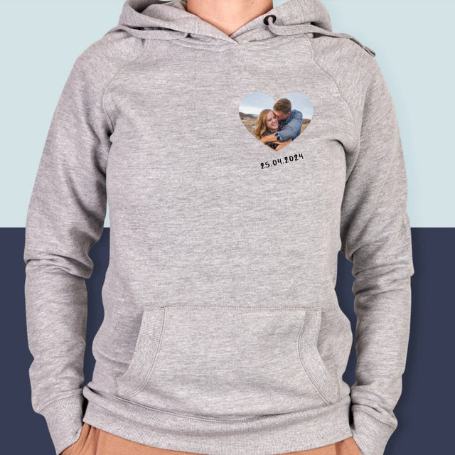 Fotka S Textem: Fotka V Srdci - Dámská Mikina S Kapuci