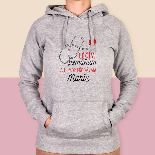 Jméno A Nápis: Léčím Pomáhám - Dámská Mikina S Kapuci