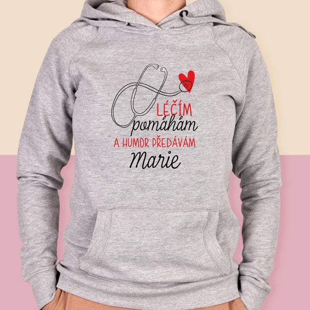 Jméno A Nápis: Léčím Pomáhám - Dámská Mikina S Kapuci