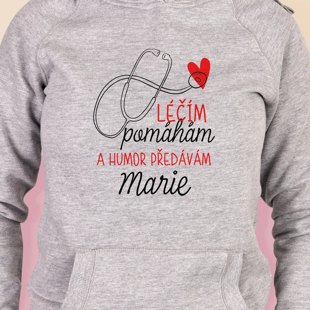 Jméno A Nápis: Léčím Pomáhám - Dámská Mikina S Kapuci