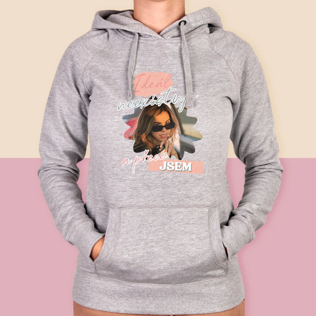 Fotka S Textem: Ideál Neexistuje - Dámská Mikina S Kapuci