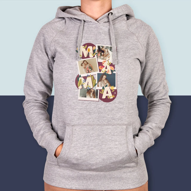 Fotokoláž: Písmenka Máma - Dámská Mikina S Kapuci