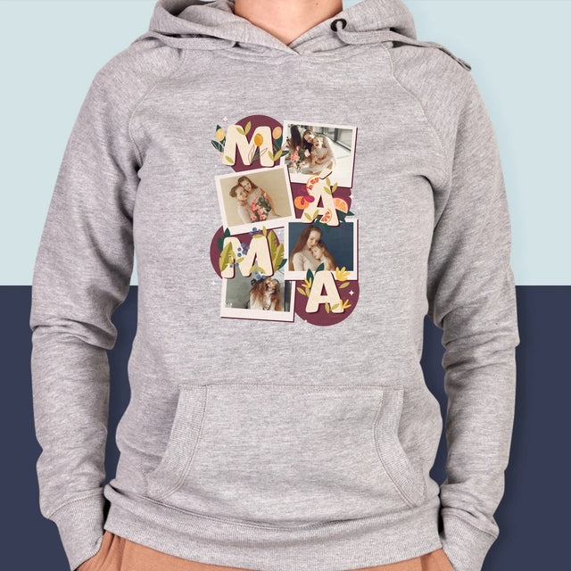 Fotokoláž: Písmenka Máma - Dámská Mikina S Kapuci