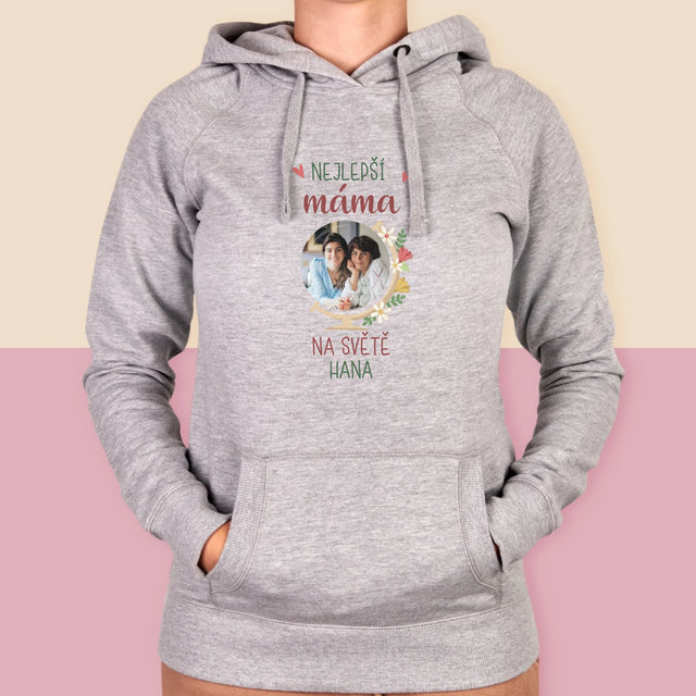 Fotka S Textem: Nejlepší Máma Svět - Dámská Mikina S Kapuci