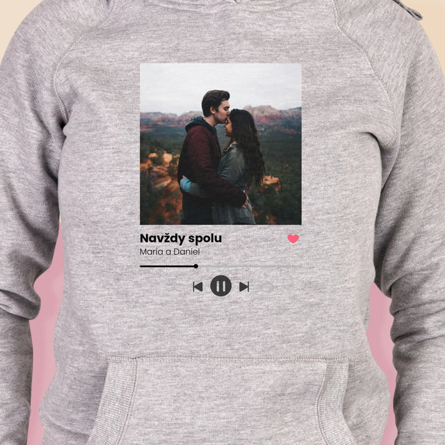 Fotka S Textem: Spotify S Vlastní Fotkou - Dámská Mikina S Kapuci