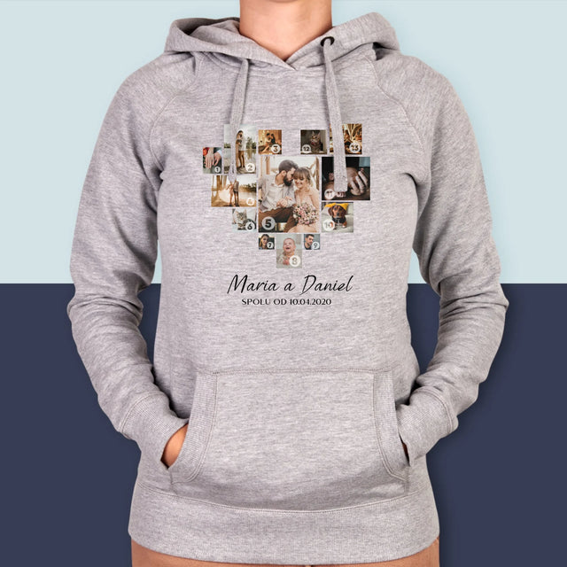 Fotokoláž: Srdce Koláž - Dámská Mikina S Kapuci