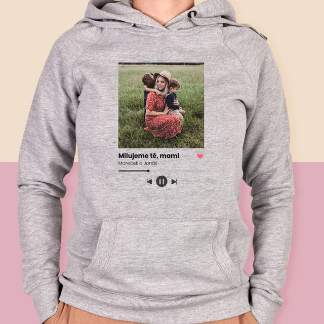 Fotka S Textem: Milujeme Tě, Mami - Dámská Mikina S Kapuci
