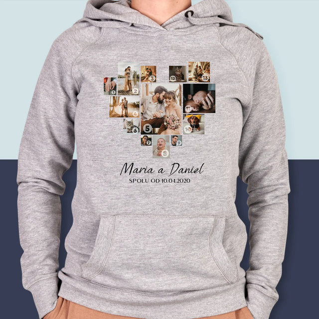 Fotokoláž: Srdce Koláž - Dámská Mikina S Kapuci