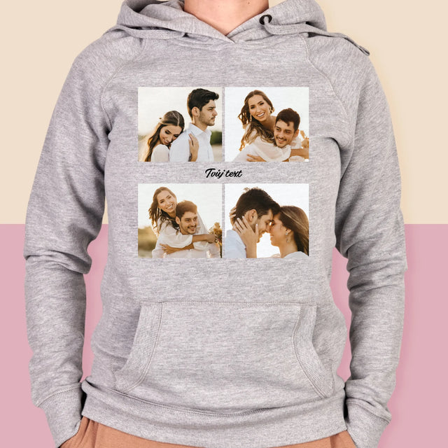 Fotokoláž: 4 Fotky A Nápis - Dámská Mikina S Kapuci