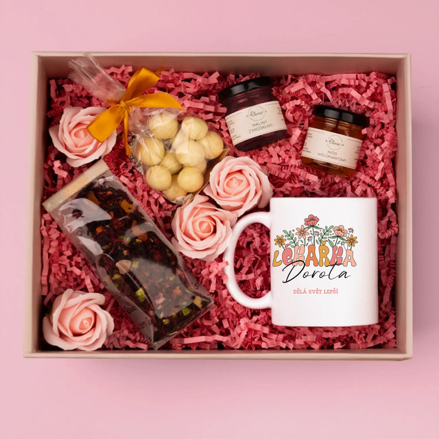 Jméno A Nápis: Lékařka - Dárková Sada S Hrnkem, Čajem A Sladkostmi
