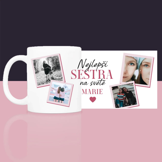 Fotokoláž: Nejlepší Sestra - Dárková Sada S Hrnkem, Čajem A Sladkostmi