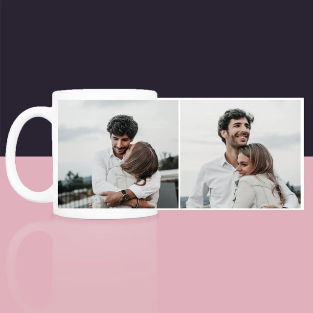 Fotokoláž: 2 Fotky - Dárková Sada S Hrnkem, Čajem A Sladkostmi