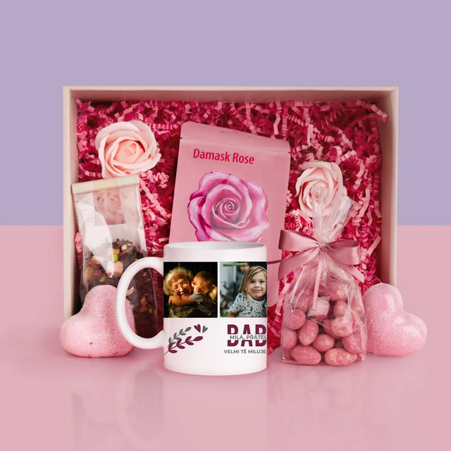Fotokoláž: Babička - Dárková Sada S Hrnkem A Růžovým Spa