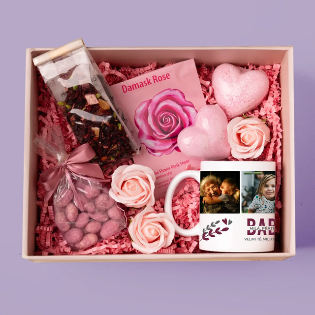Fotokoláž: Babička - Dárková Sada S Hrnkem A Růžovým Spa