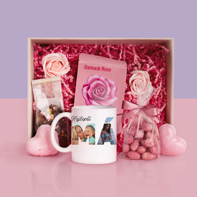 Slovo Z Fotek: Máma Z Tvých Fotek - Dárková Sada S Hrnkem A Růžovým Spa