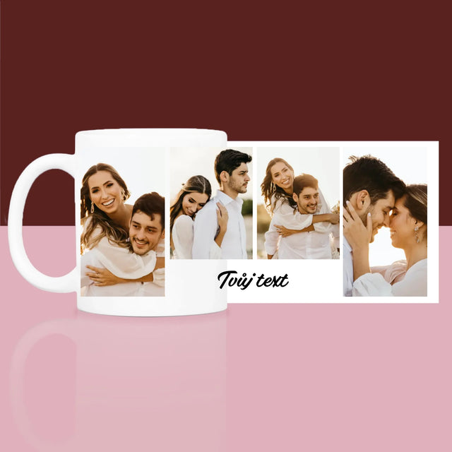 Fotokoláž: 4 Fotky A Nápis - Dárková Sada S Hrnkem A Saténovou Čelenkou