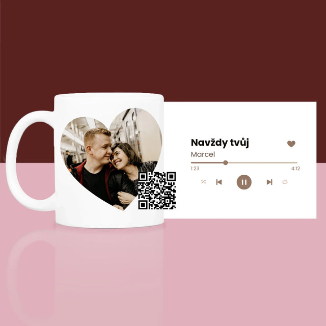 Fotka S Textem: Naše Píseň Na Qr - Dárková Sada S Hrnkem A Saténovou Čelenkou