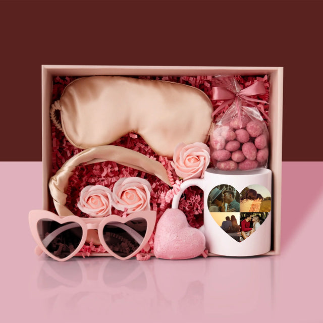 Tvar Z Fotek: Výročí Srdce - Dárková Sada S Hrnkem A Saténovou Čelenkou