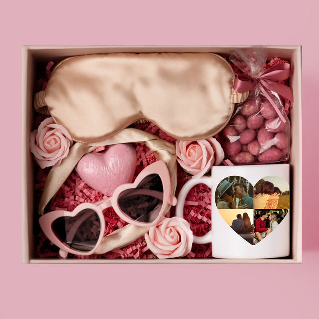 Tvar Z Fotek: Výročí Srdce - Dárková Sada S Hrnkem A Saténovou Čelenkou