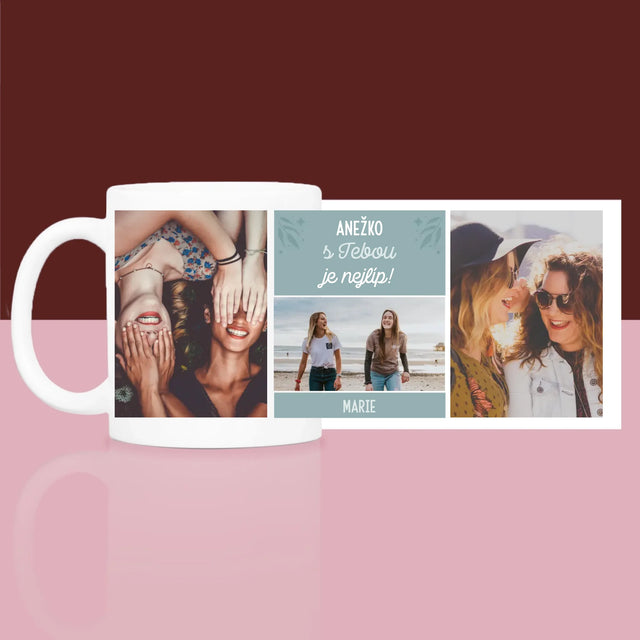 Fotokoláž: Nejlepší Kamarádky - Dárková Sada S Hrnkem A Saténovou Čelenkou