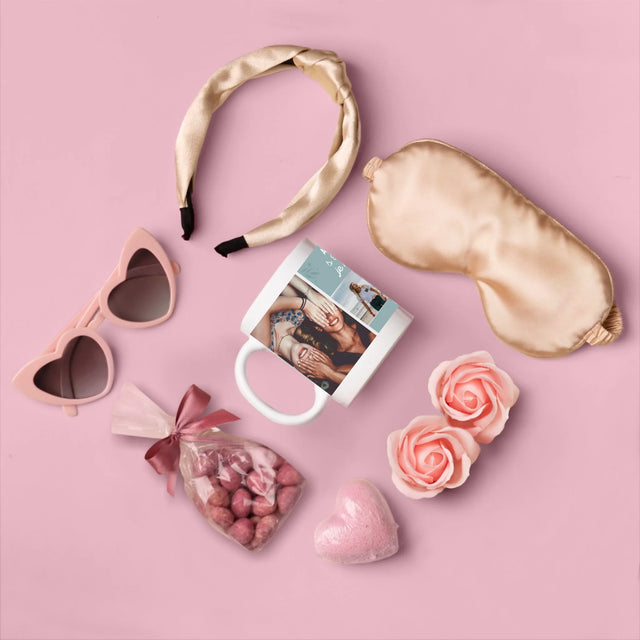 Fotokoláž: Nejlepší Kamarádky - Dárková Sada S Hrnkem A Saténovou Čelenkou