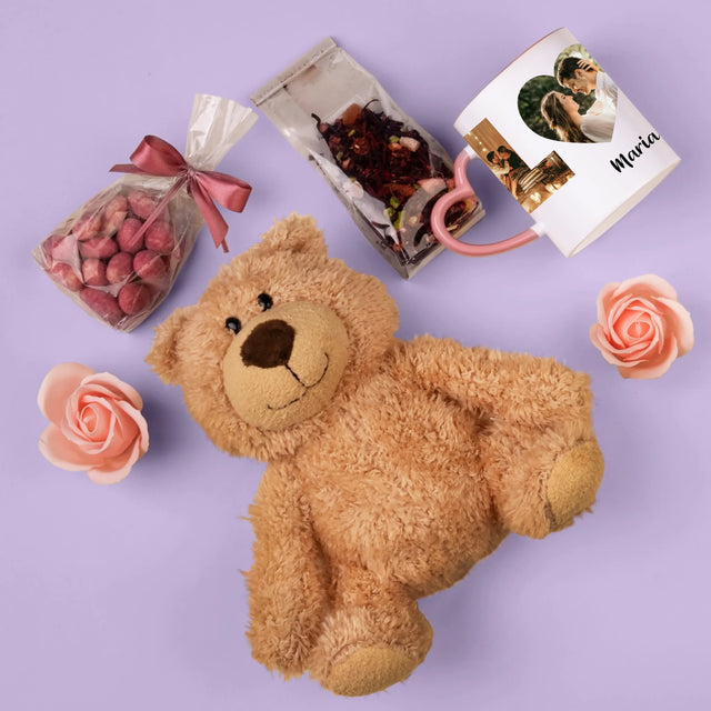 Slovo Z Fotek: Love - Dárková Sada S Hrnkem, Plyšovým Medvídkem A Sladkostmi