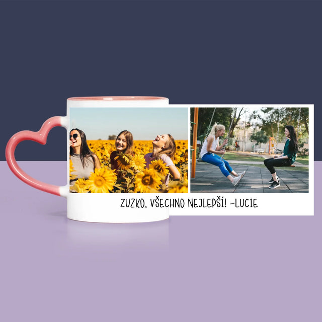 Fotokoláž: 2 Fotky A Nápis - Dárková Sada S Hrnkem, Plyšovým Medvídkem A Sladkostmi