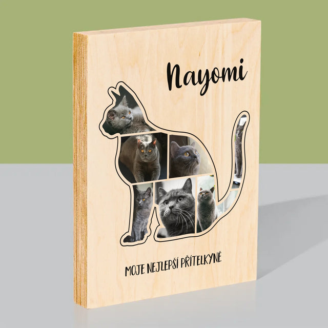 Tvar z fotografií: Nejlepší kamarádka kočky - tisk na dřevo | Česká republika