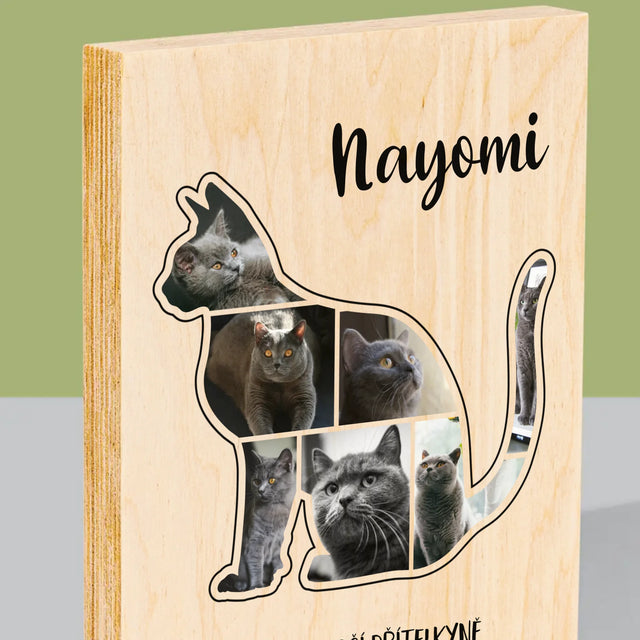 Tvar z fotografií: Nejlepší kamarádka kočky - tisk na dřevo | Česká republika
